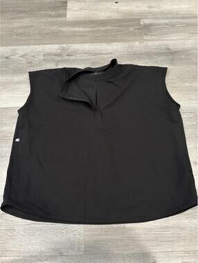 FIGS Womens Scrub Top Black Oversized Rafaela Technical Collection XL